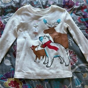Jumping Beans Cream Animal Friends Long Sleeve Tee